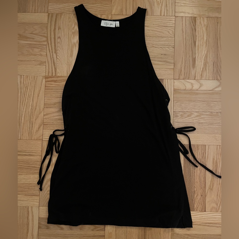 Black Tank Top with Side Ties - Picture 1 of 6
